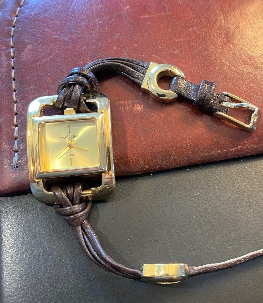 Women's Massini Quartz Watch, Gold Tone With Leather and Metal Band